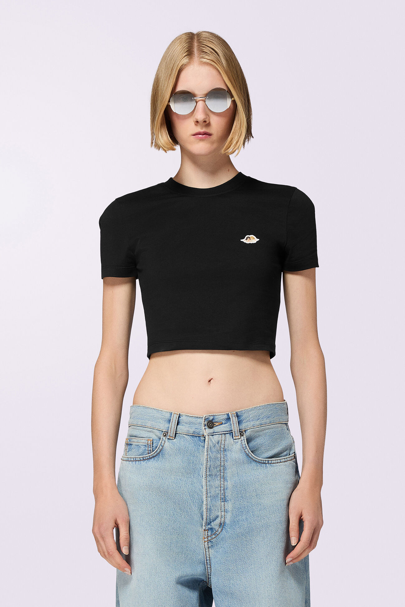 Angels Patch Cropped T-Shirt Black